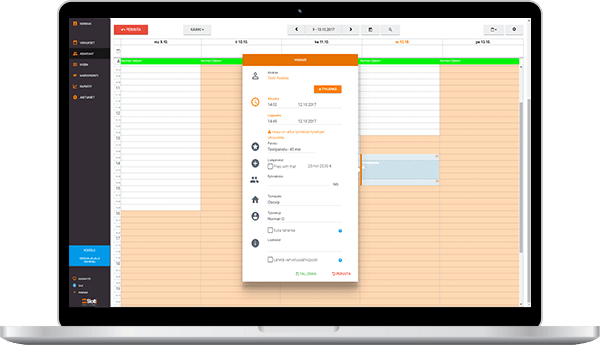 Vista de agregar una reserva en Slotti, mostrada en una computadora portátil.