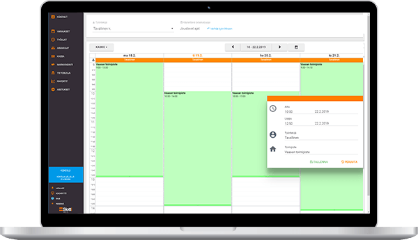 Calendario de Slotti mostrado en una computadora portátil y un dispositivo móvil.