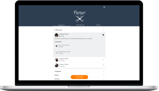 Vista de una página de reservas de Slotti, mostrada en una computadora portátil.